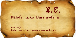 Mihályko Barnabás névjegykártya